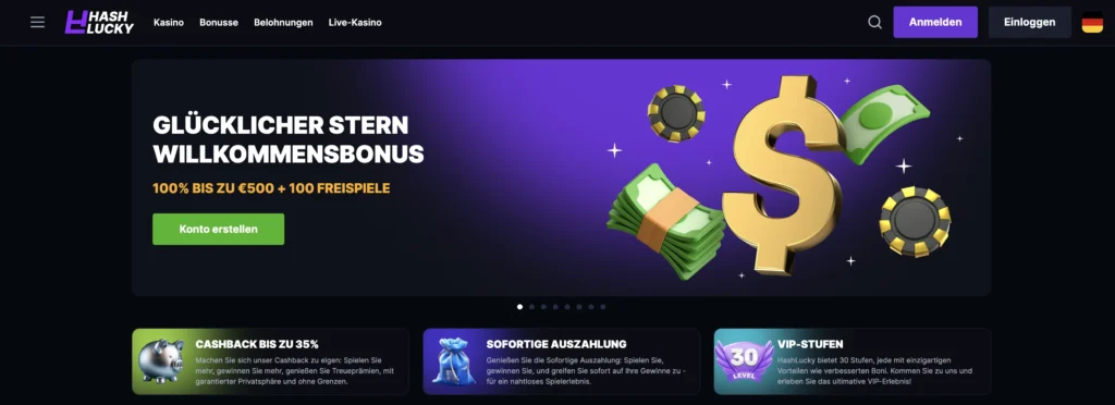 HashLucky Casino – Schnelle Einzahlungen und vielseitige Bonusaktionen